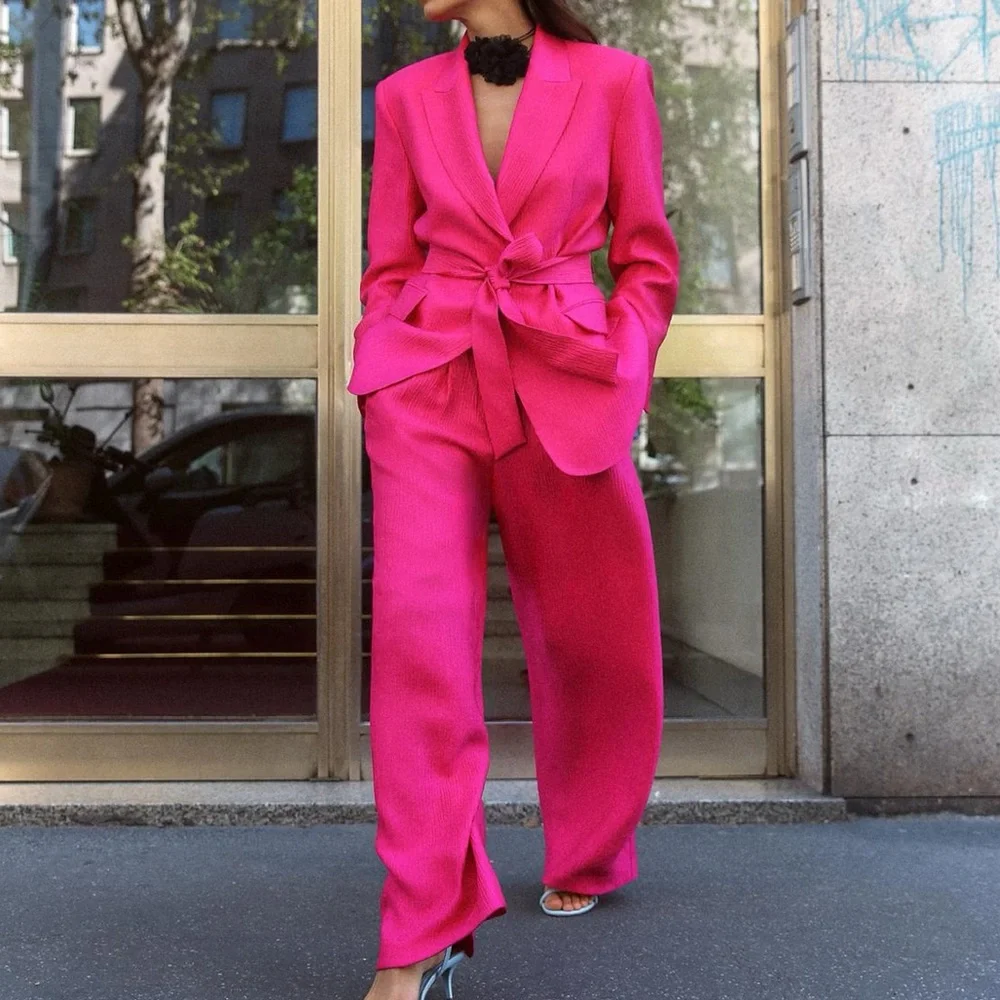 sexy pink suit Conjunto Pretty In Pink Embroidered Blazer - Fucsia main image 1